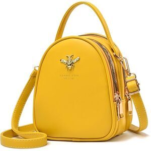 Women Yellow Imported Faux Leather Stylish Small Crossbody Messenger Bags